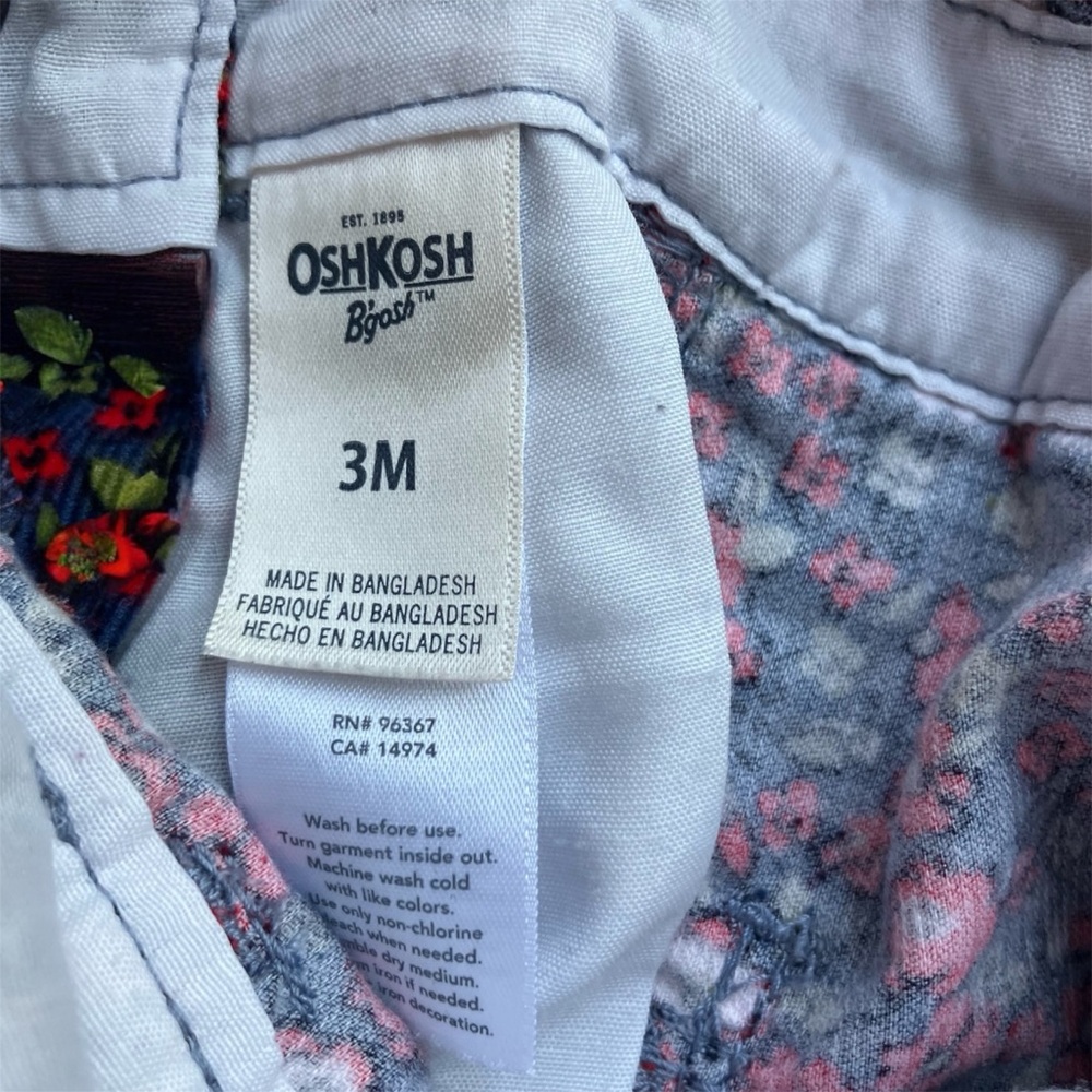 OSHKOSH B’GOSH Vestbak Girls 3 Months Floral Corduroy Overalls Country Cottage - Picture 9 of 9